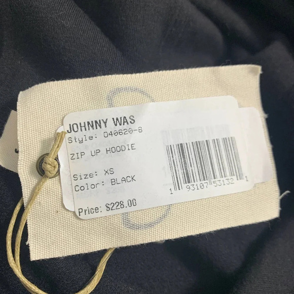 Johnny Was Calmè Metallic Stripe Zip-Up Hoodie in Black Size US XS - Picture 9 of 11